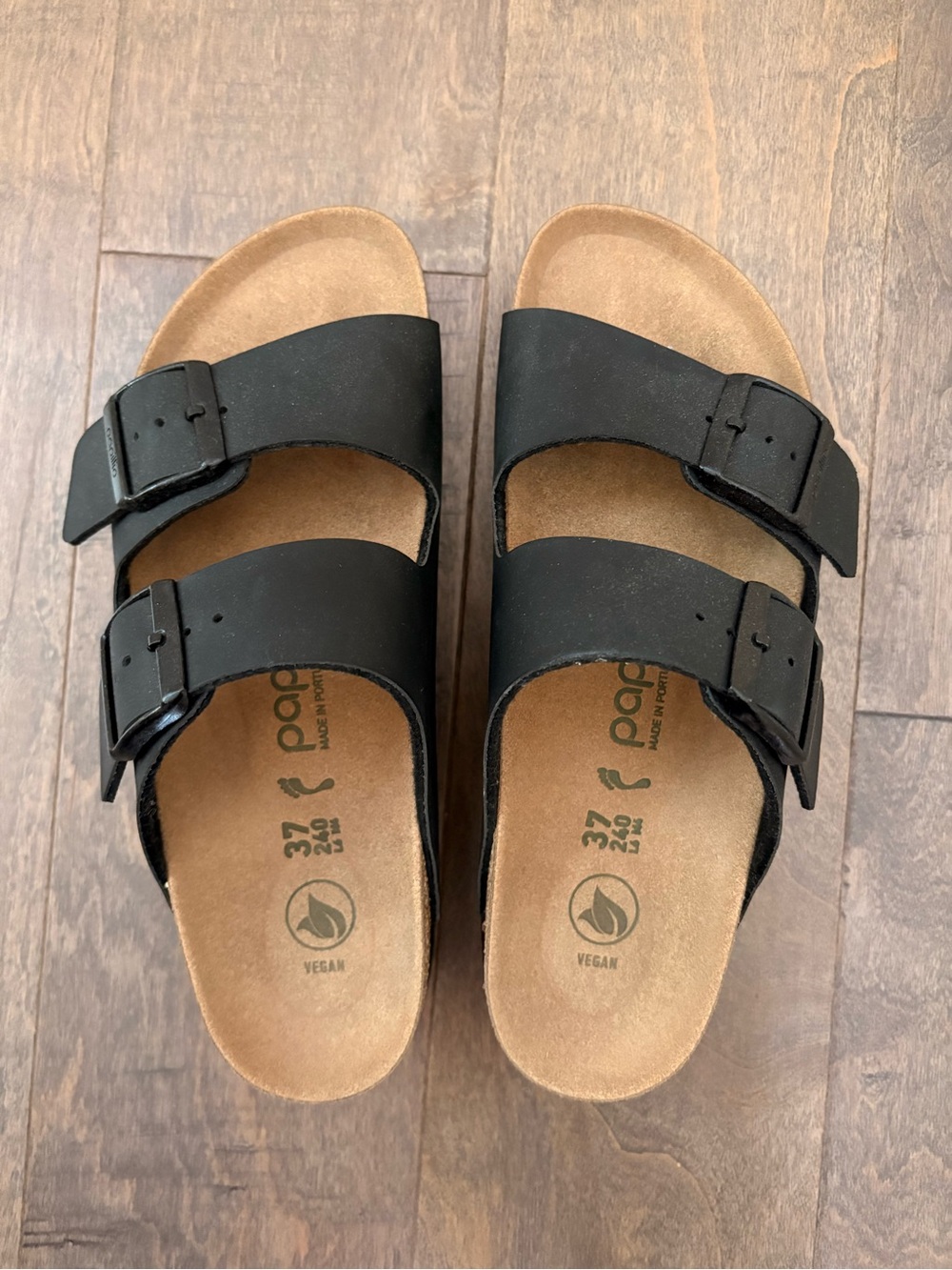 Birkenstock Black Double-Buckle Vegan Slide Sandals